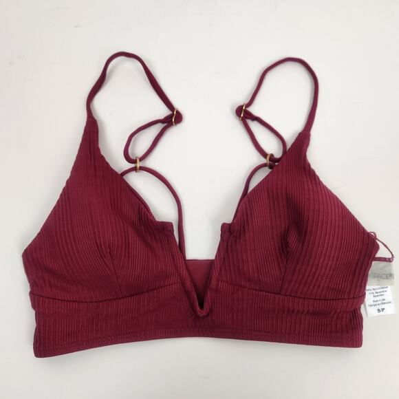 L*Space Ribbed Bikini Top in Burgundy - Picture 1 of 4